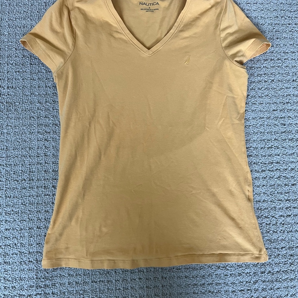 Nautica Women's Short Sleeve V-Neck Tee - Gold